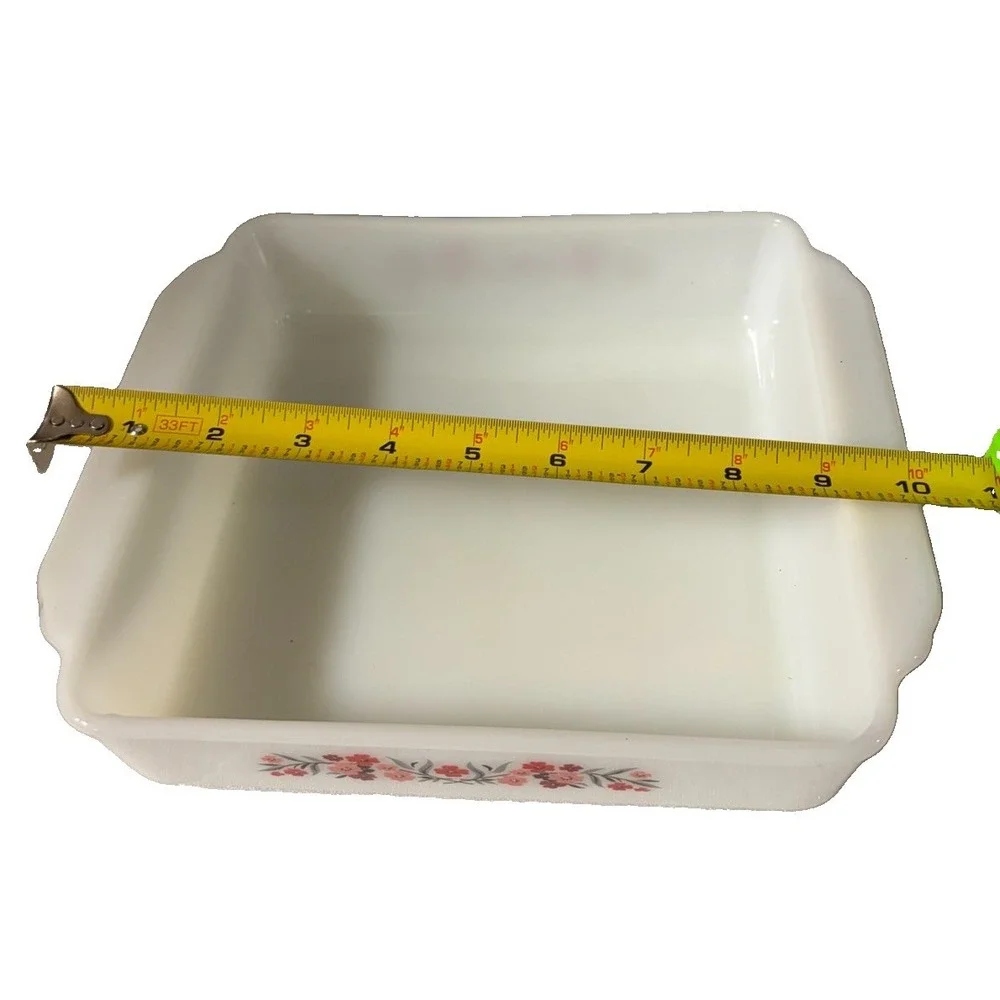 Vintage Fire-King Primrose 1.5 Qt Casserole Baking Dish 432 Milk Glass Floral